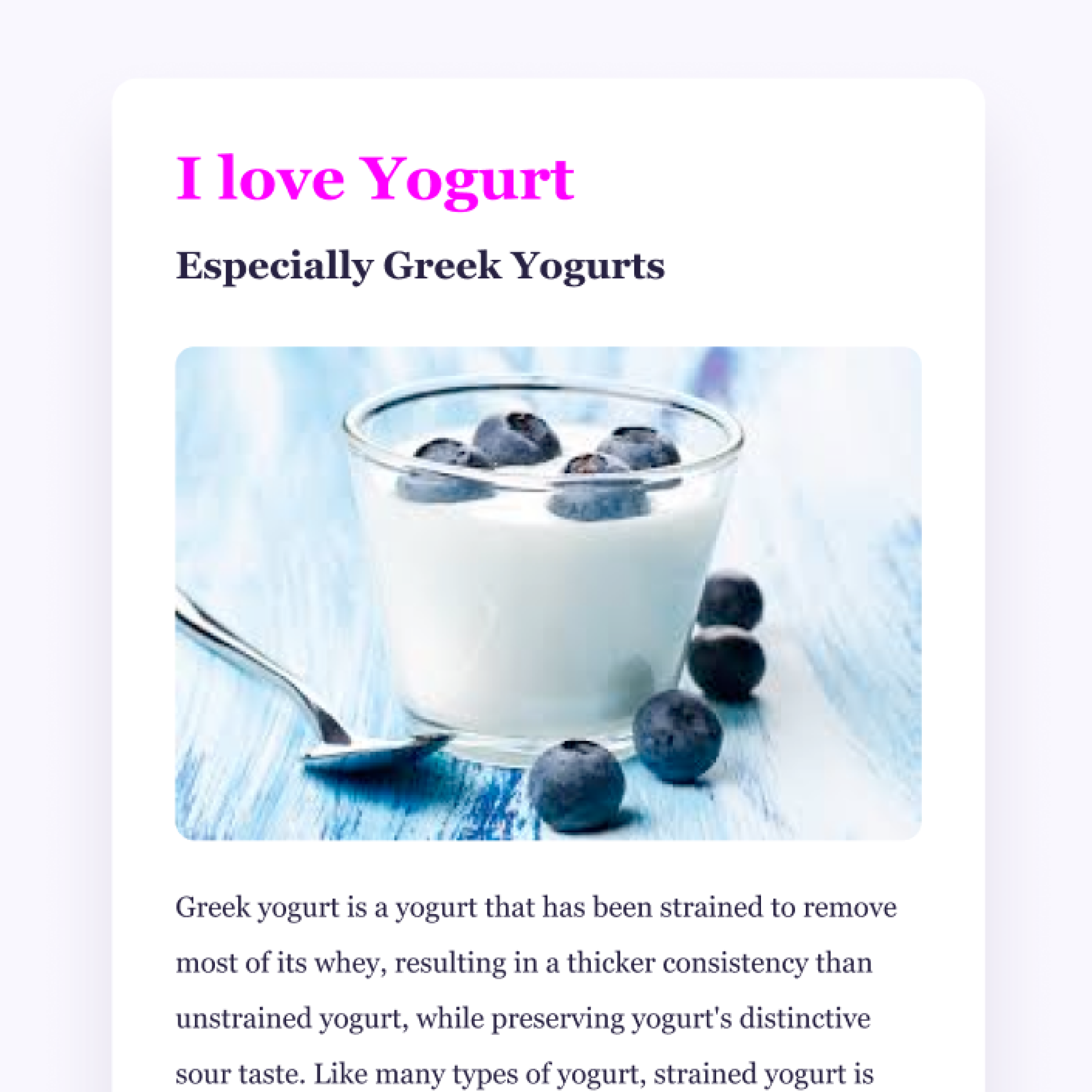 Yogurt application preview